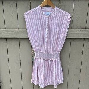 Rails Linen Blend Angelina Rose Striped Dress Coastal Summer Feminine Beach Sz S